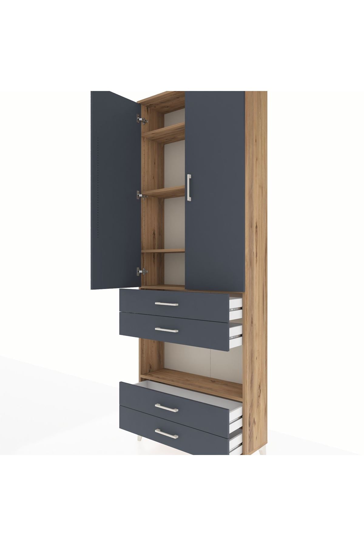Arges Dolap 5 Raflı 4 Çekmeceli 2 Kapaklı 88x30x243 - S33M249V8A