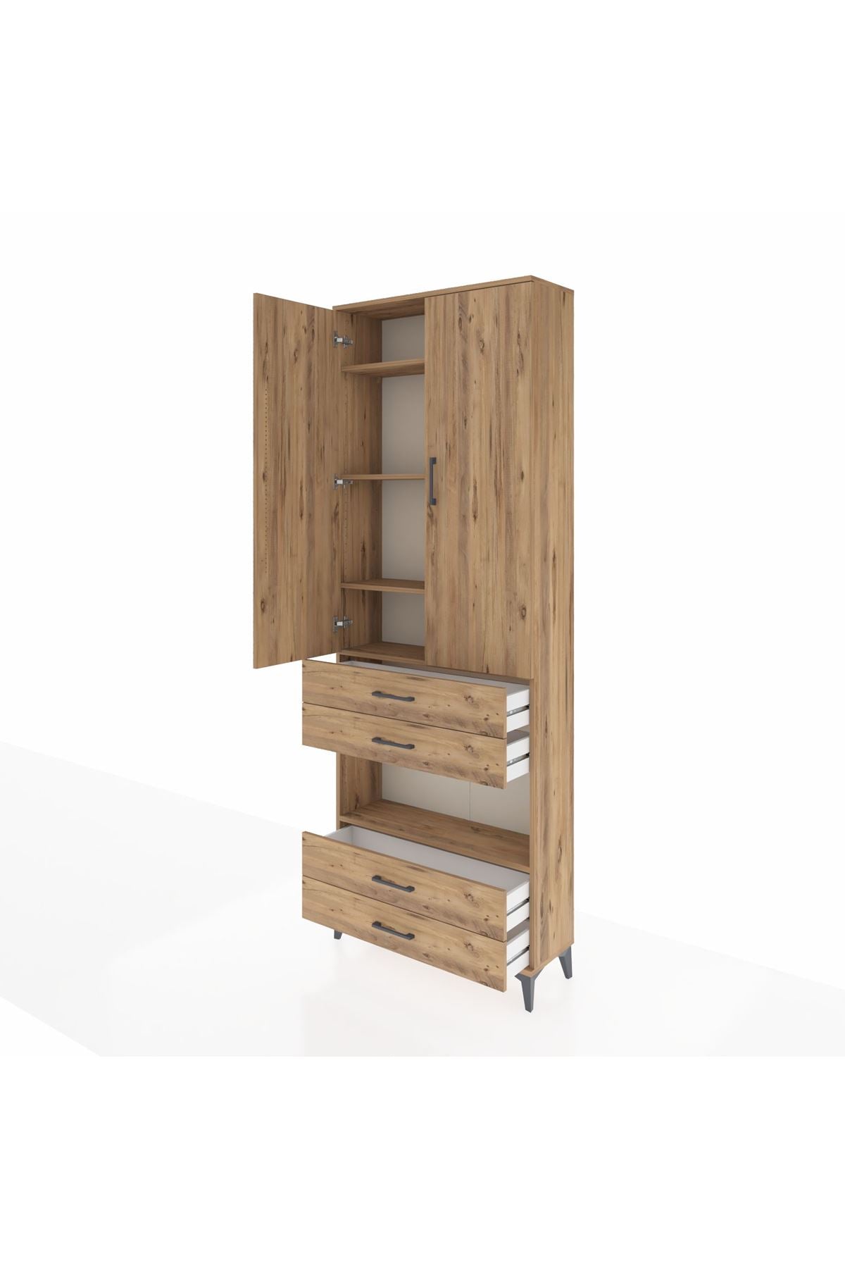 Arges Dolap 5 Raflı 4 Çekmeceli 2 Kapaklı 88x30x243 - S33M249V9A
