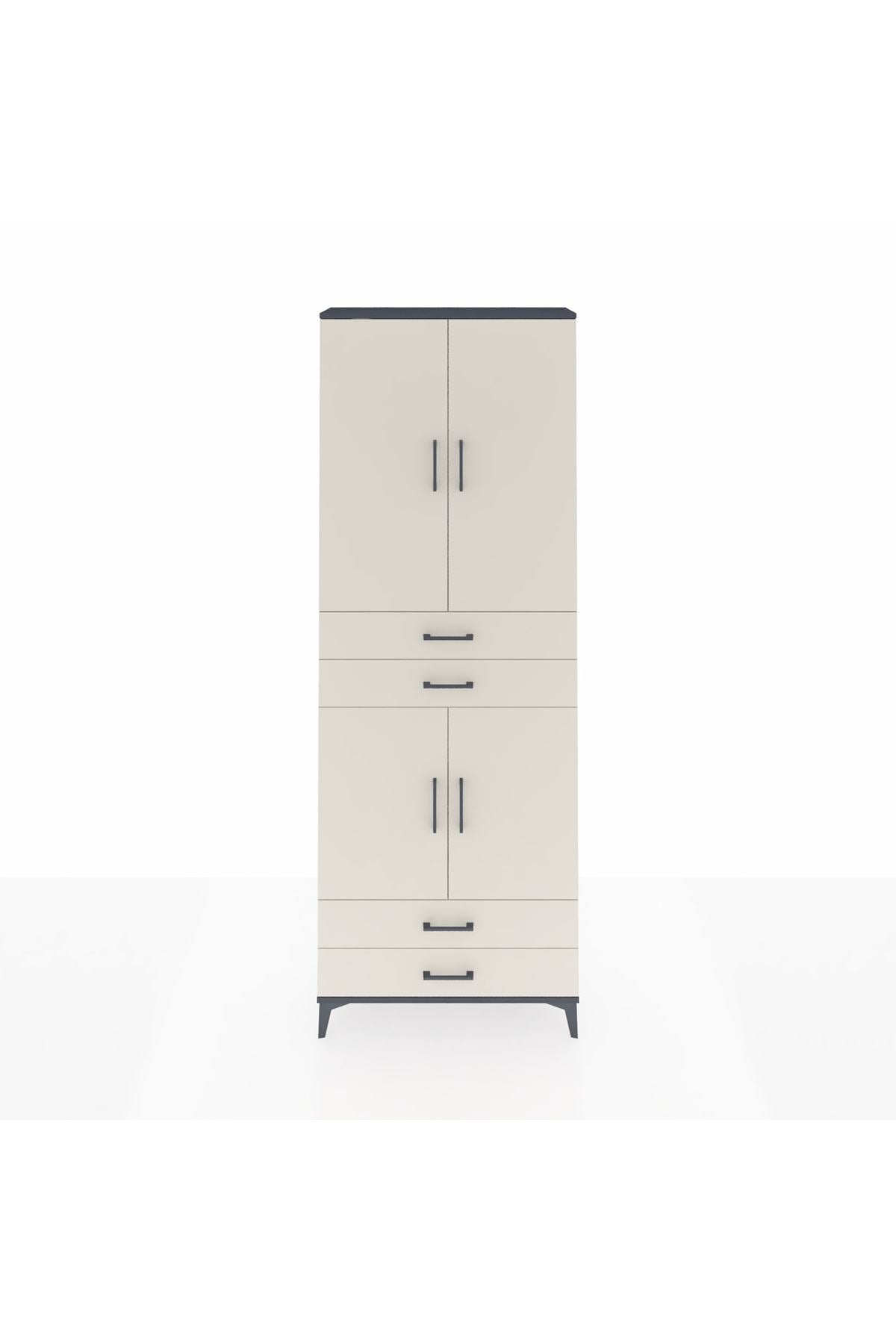 Arges Dolap 5 Raflı 4 Çekmeceli 4 Kapaklı 88x30x243 - S33M251V4A