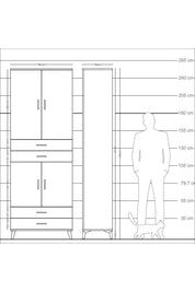 Arges Dolap 5 Raflı 4 Çekmeceli 4 Kapaklı 88x30x243 - S33M251V4A
