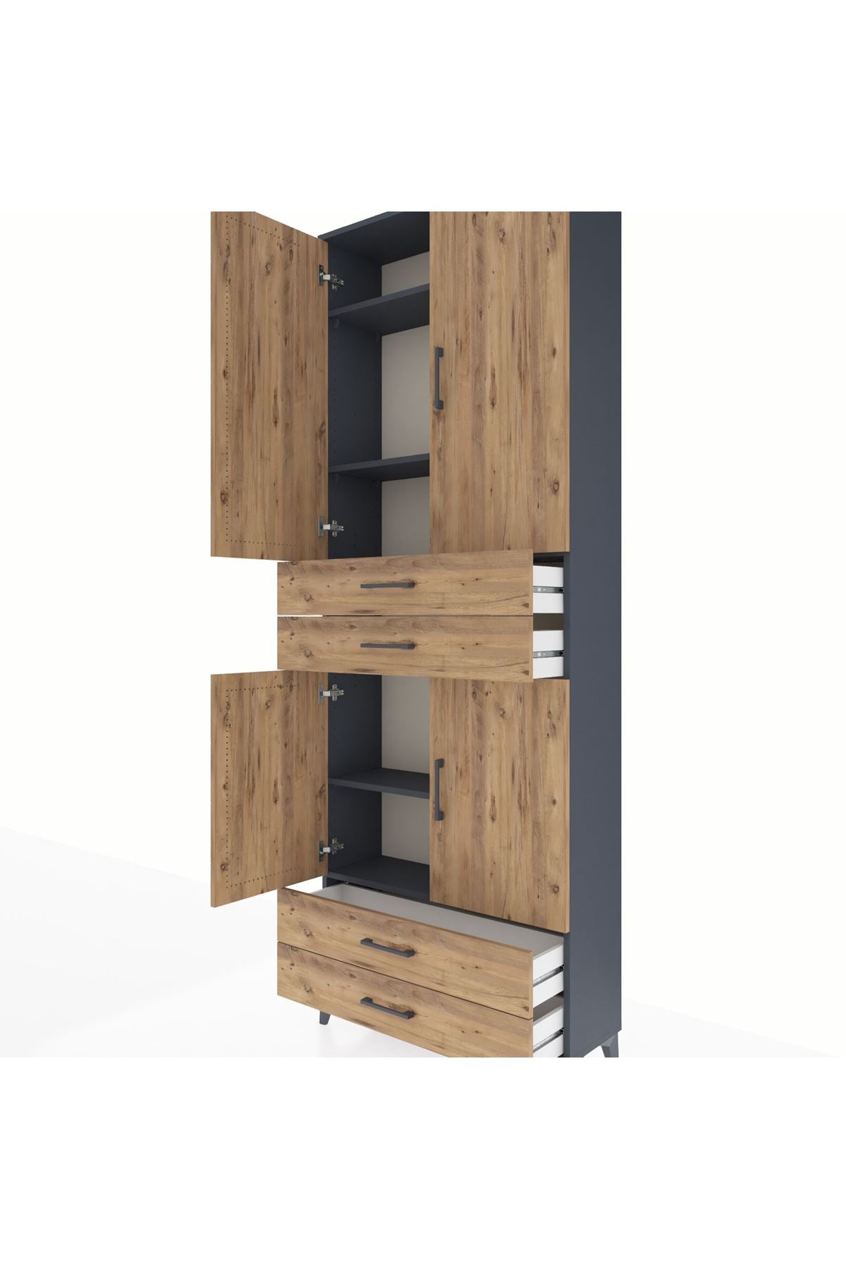 Arges Dolap 5 Raflı 4 Çekmeceli 4 Kapaklı 88x30x243 - S33M251V6A