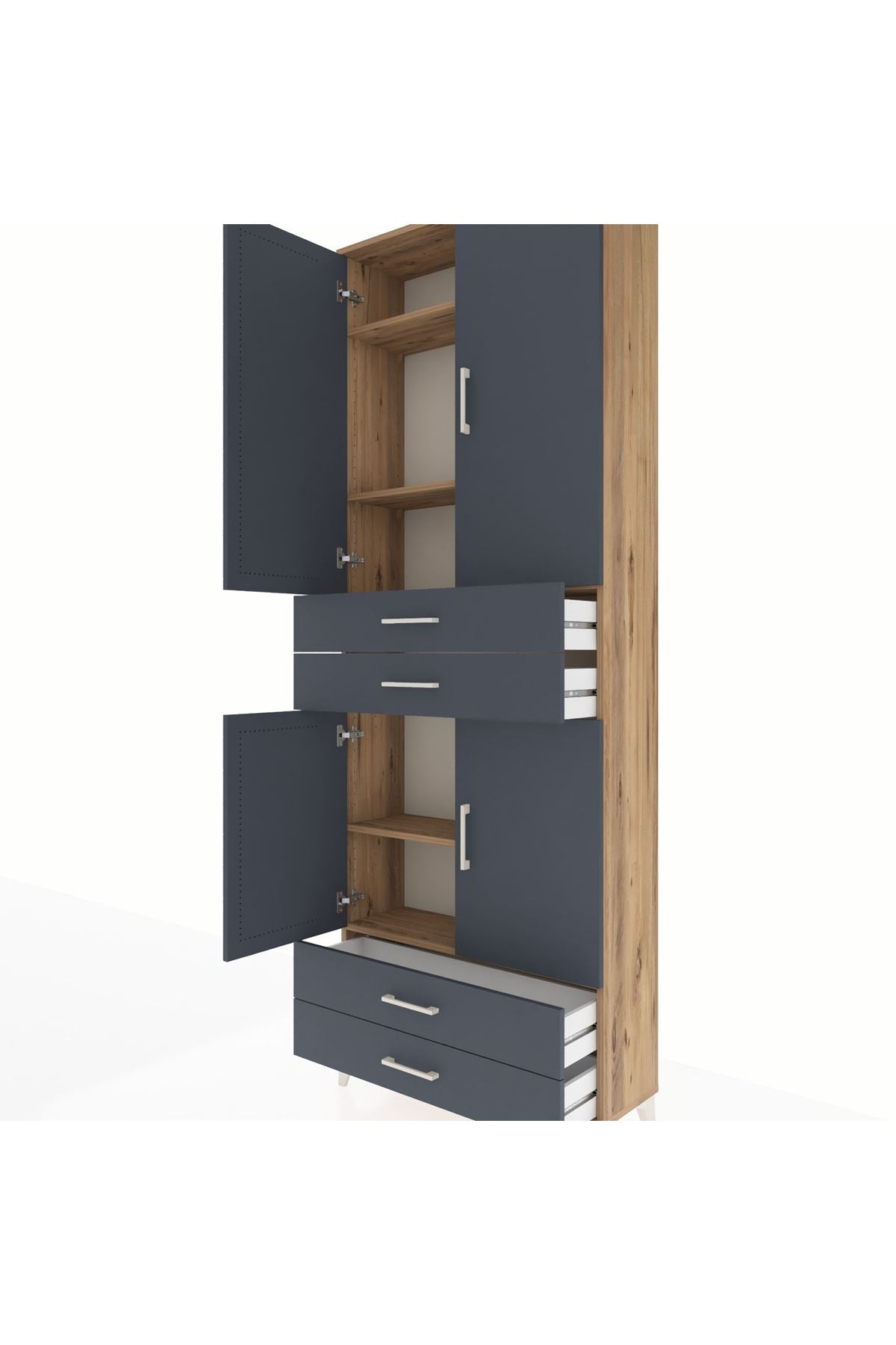 Arges Dolap 5 Raflı 4 Çekmeceli 4 Kapaklı 88x30x243 - S33M251V8A
