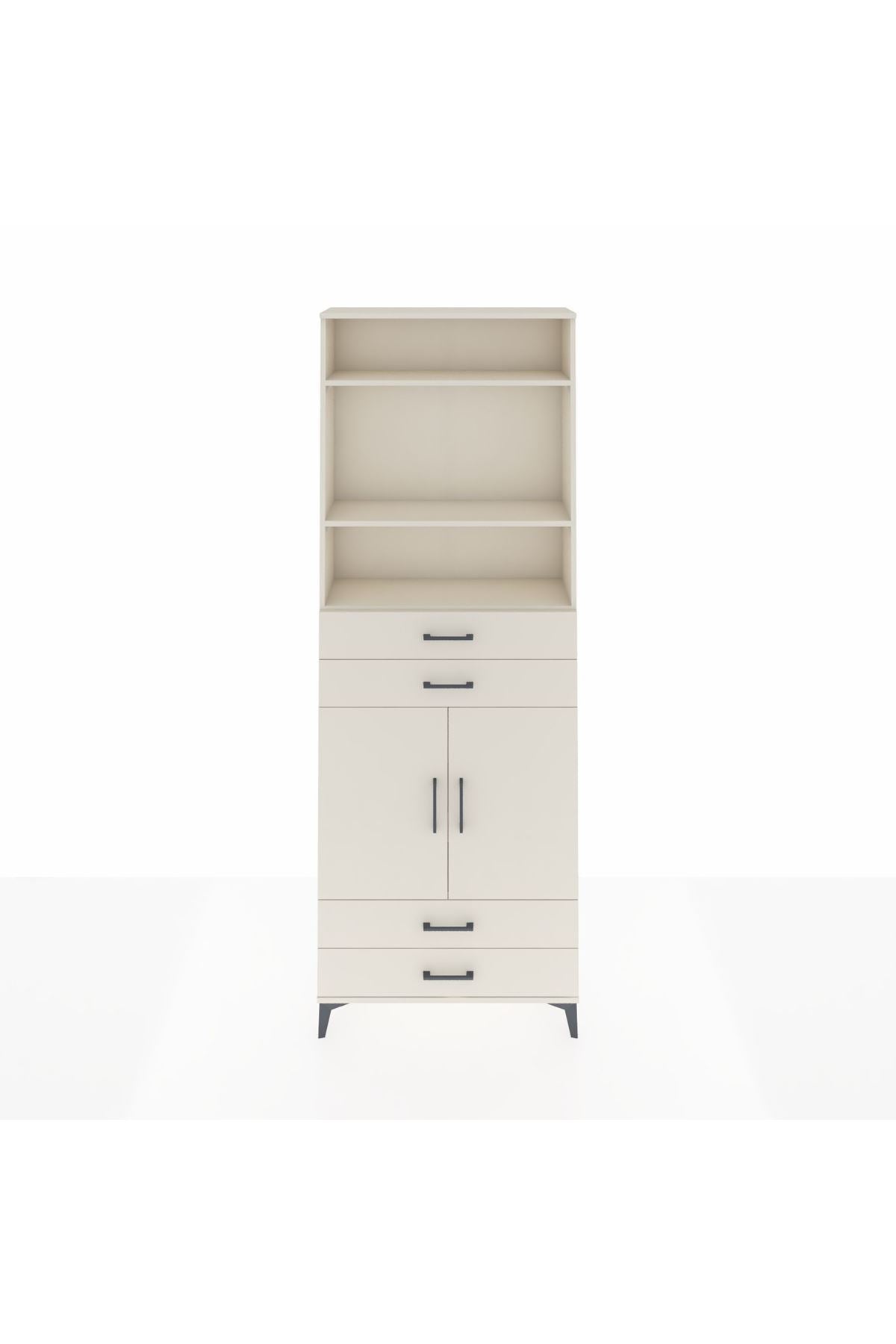 Arges Dolap 5 Raflı 4 Çekmeceli 2 Kapaklı 88x30x243 - S33M252V1A