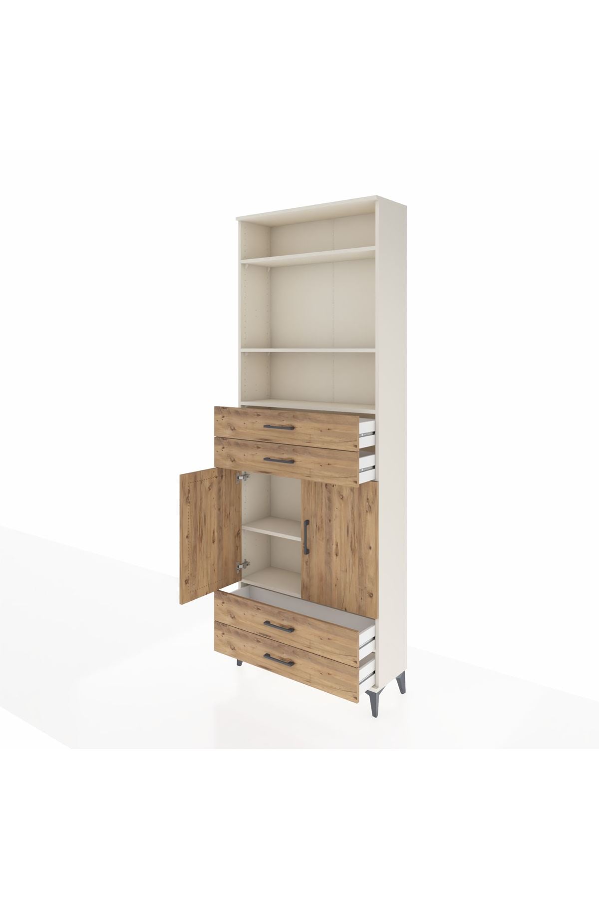 Arges Dolap 5 Raflı 4 Çekmeceli 2 Kapaklı 88x30x243 - S33M252V3A