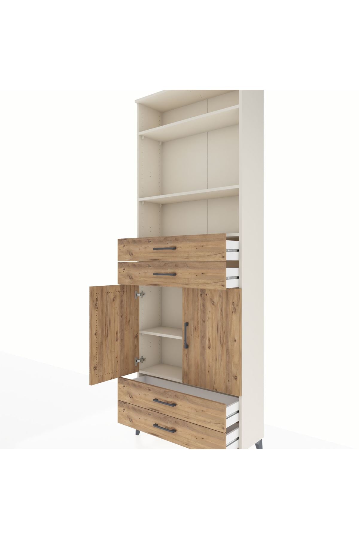 Arges Dolap 5 Raflı 4 Çekmeceli 2 Kapaklı 88x30x243 - S33M252V3A