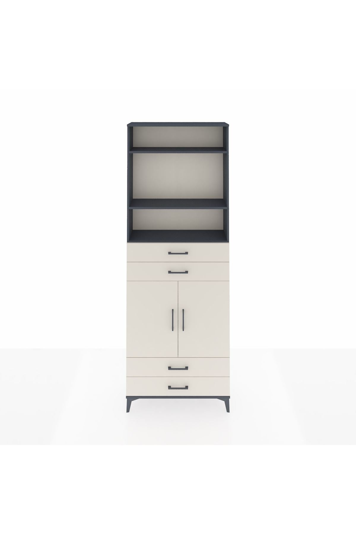 Arges Dolap 5 Raflı 4 Çekmeceli 2 Kapaklı 88x30x243 - S33M252V4A