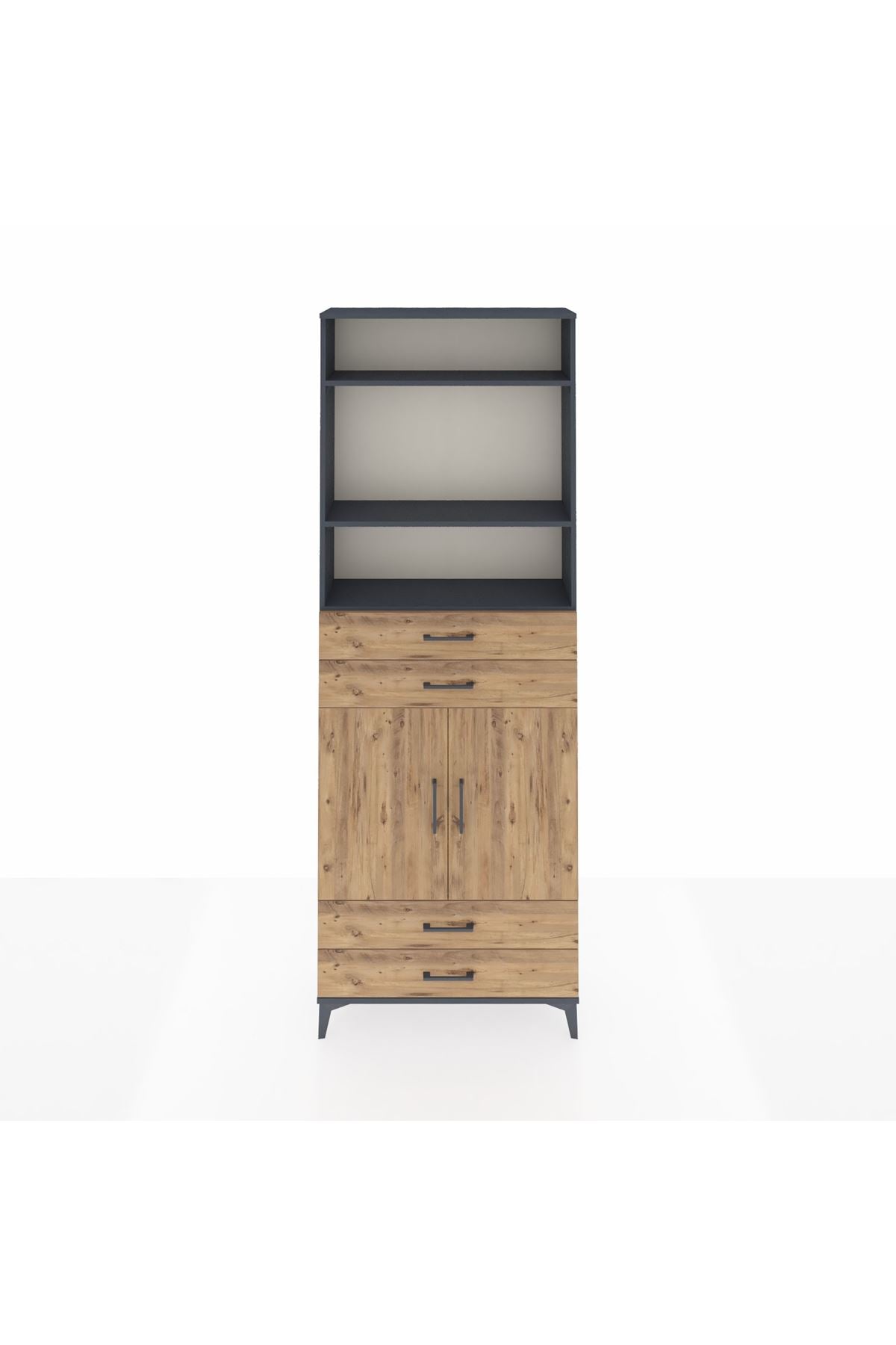 Arges Dolap 5 Raflı 4 Çekmeceli 2 Kapaklı 88x30x243 - S33M252V6A