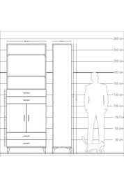 Arges Dolap 5 Raflı 4 Çekmeceli 2 Kapaklı 88x30x243 - S33M252V6A