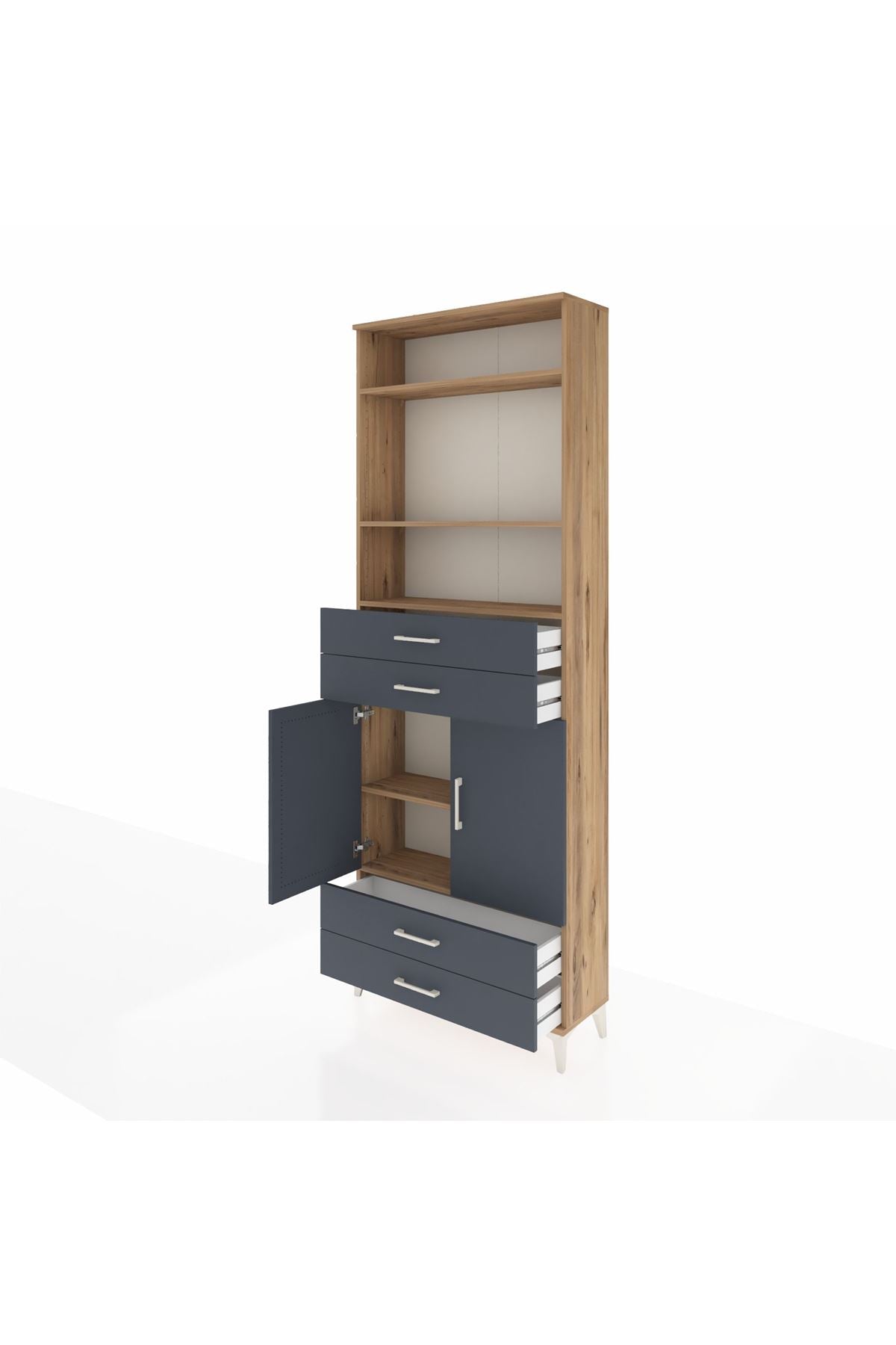 Arges Dolap 5 Raflı 4 Çekmeceli 2 Kapaklı 88x30x243 - S33M252V8A