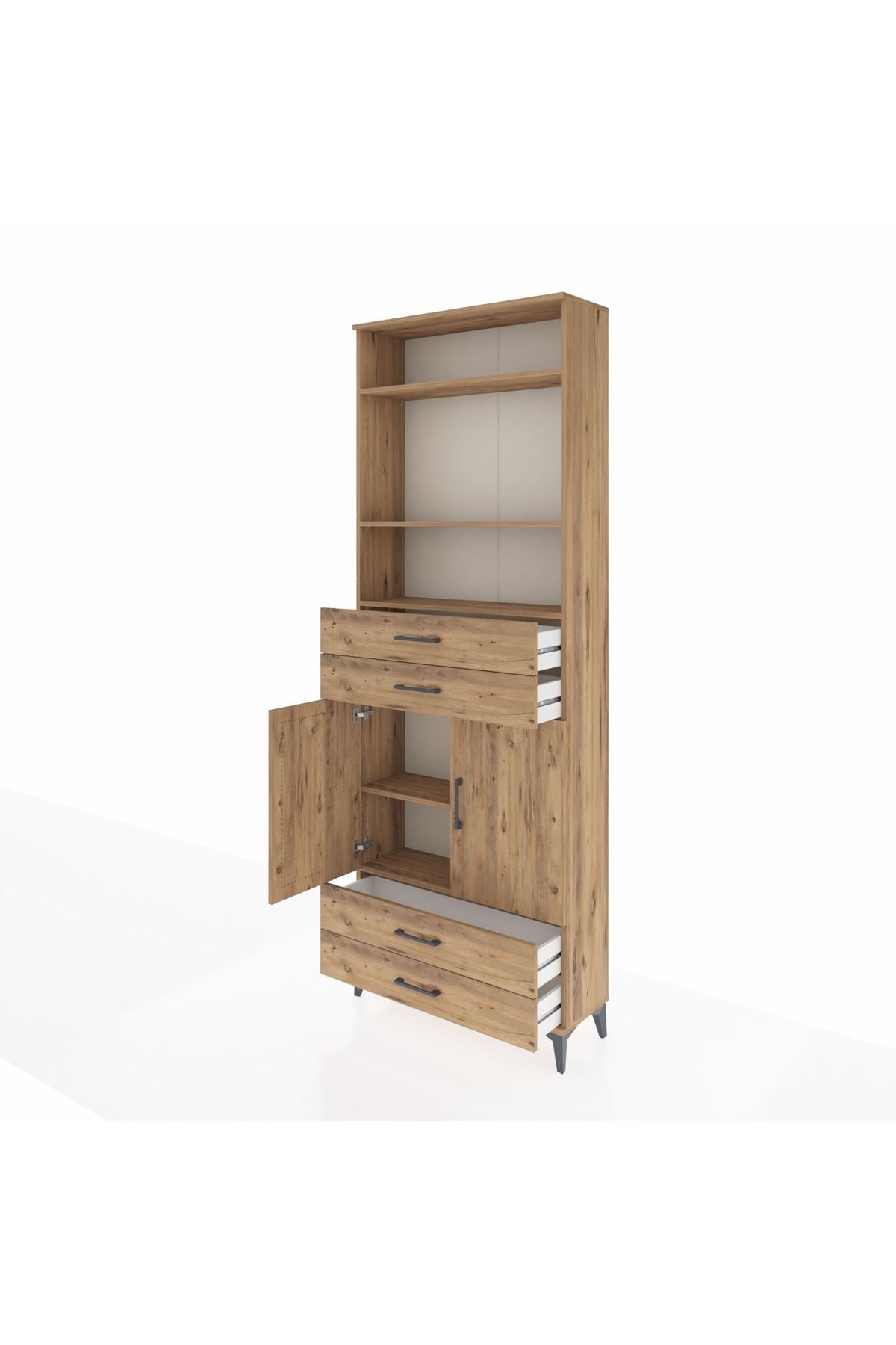 Arges Dolap 5 Raflı 4 Çekmeceli 2 Kapaklı 88x30x243 - S33M252V9A