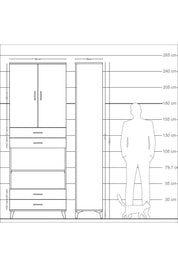 Arges Dolap 5 Raflı 4 Çekmeceli 2 Kapaklı 88x30x243 - S33M253V1A