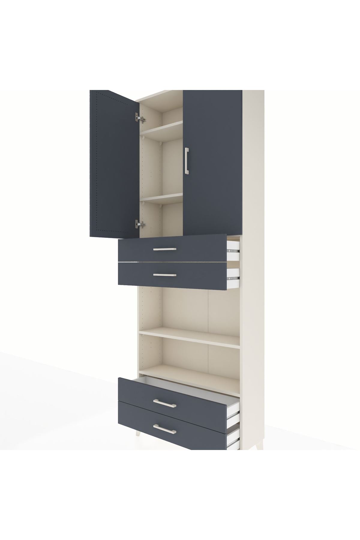 Arges Dolap 5 Raflı 4 Çekmeceli 2 Kapaklı 88x30x243 - S33M253V2A