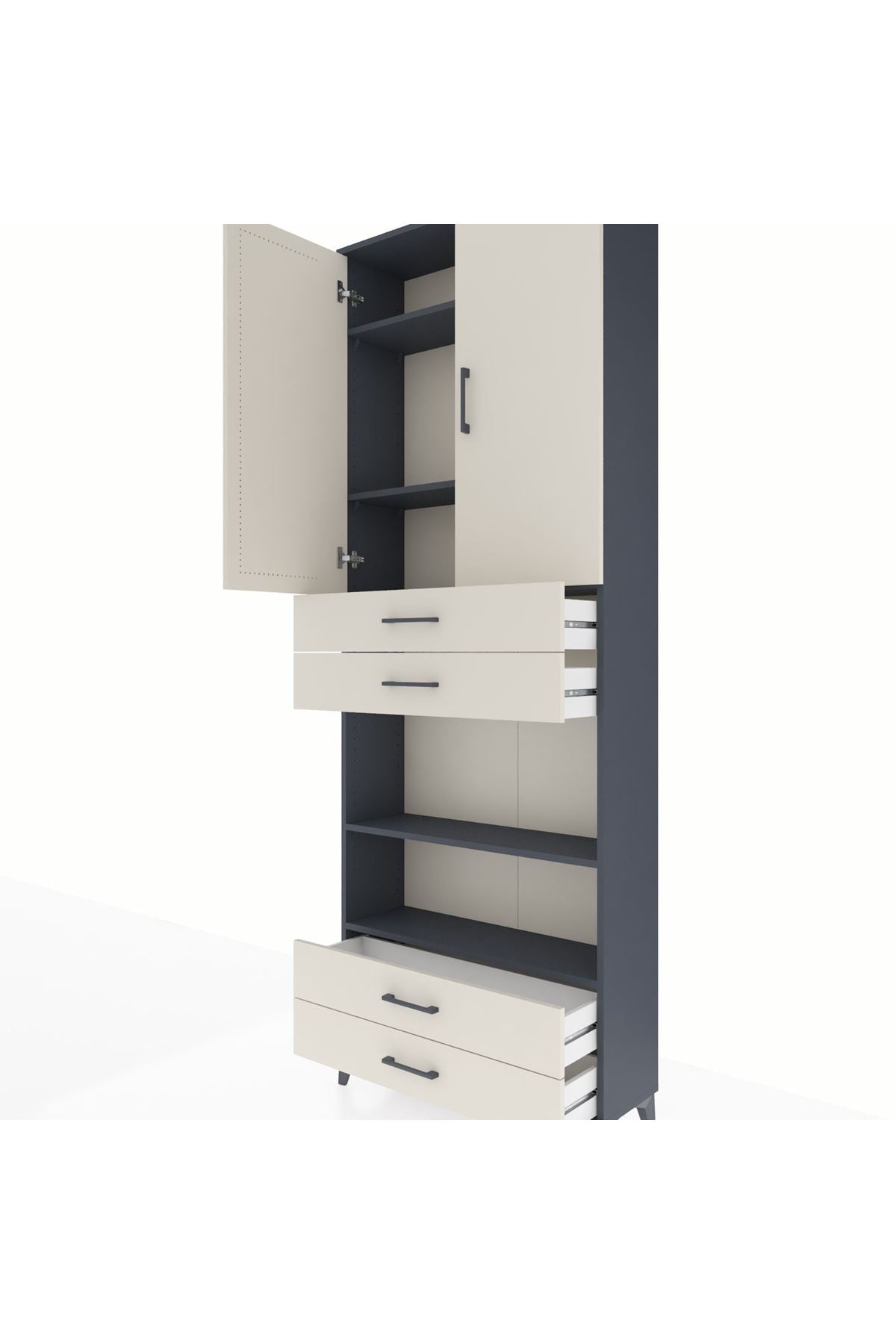 Arges Dolap 5 Raflı 4 Çekmeceli 2 Kapaklı 88x30x243 - S33M253V4A