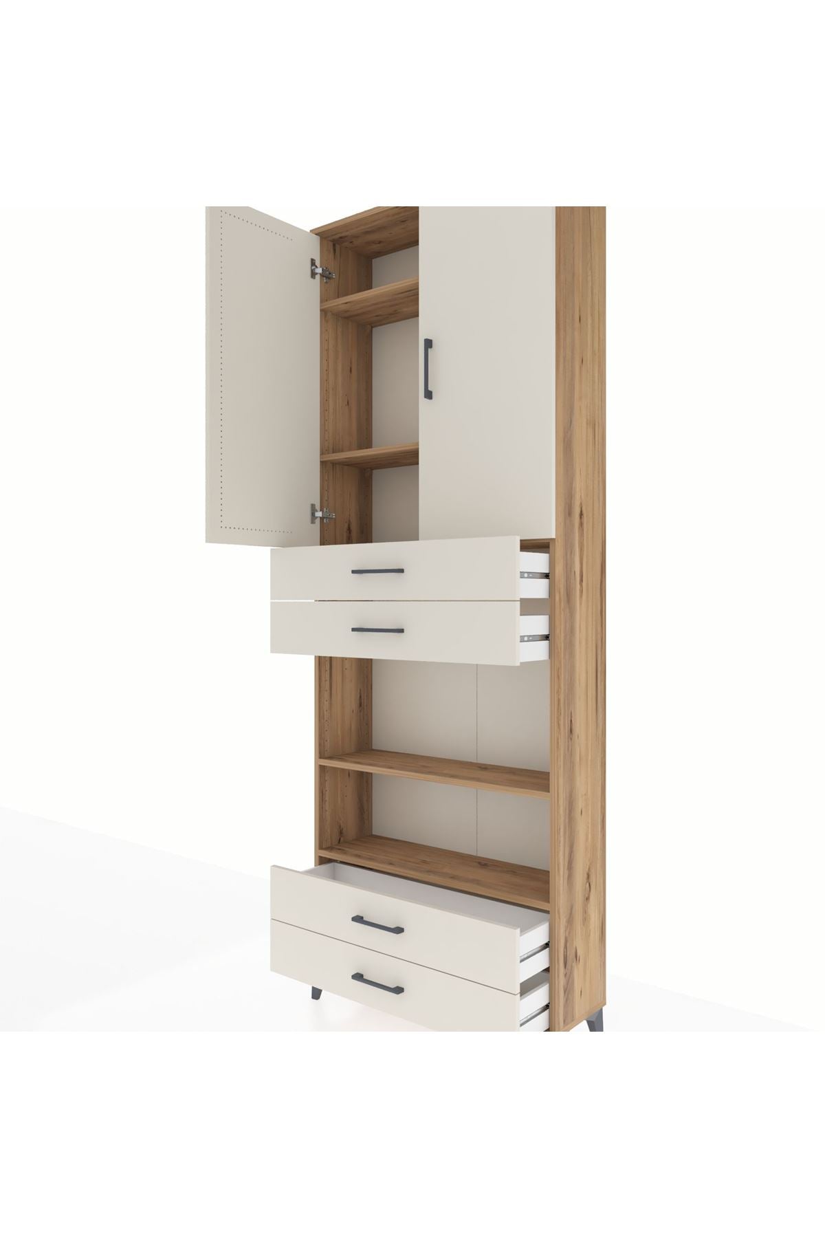 Arges Dolap 5 Raflı 4 Çekmeceli 2 Kapaklı 88x30x243 - S33M253V7A