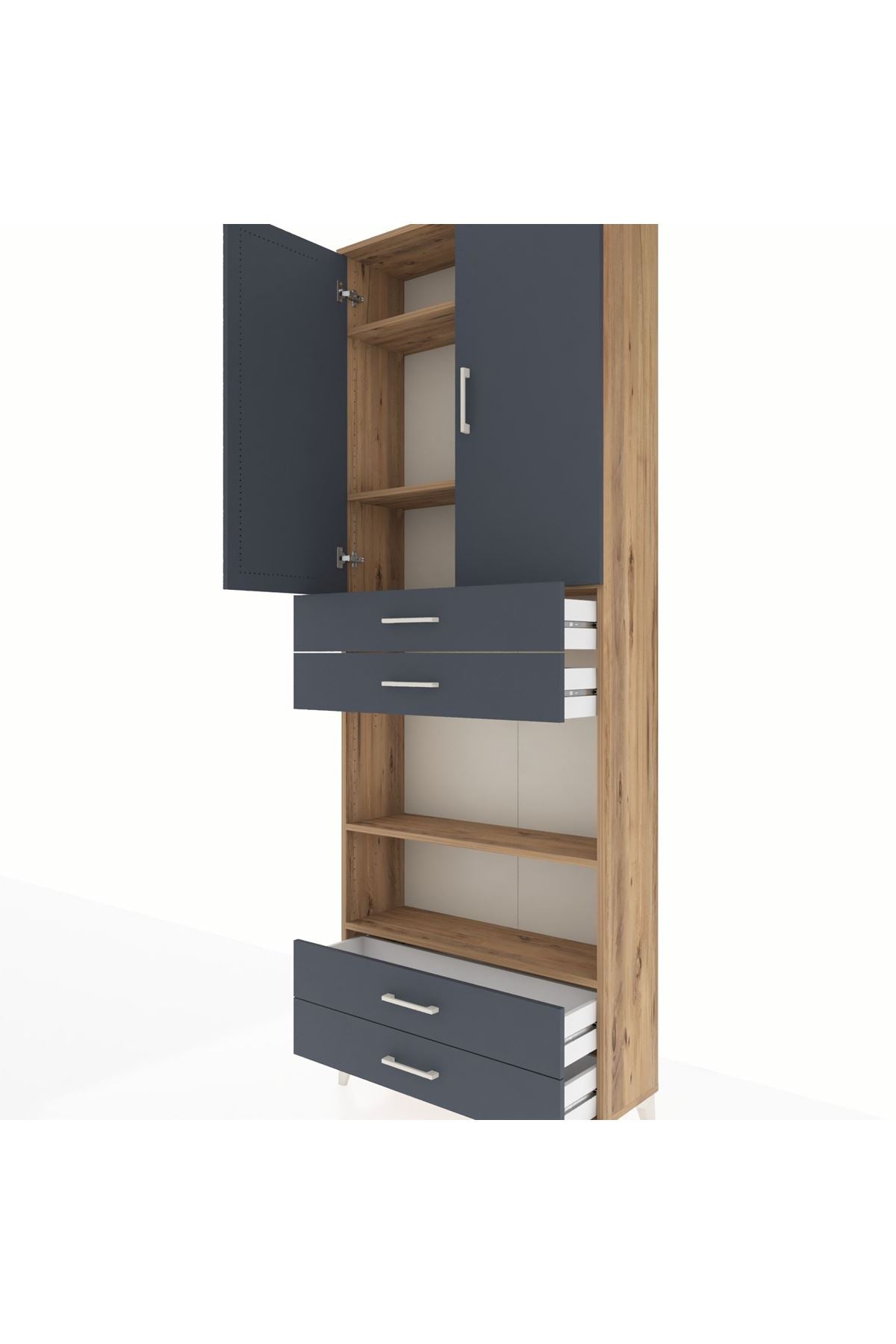 Arges Dolap 5 Raflı 4 Çekmeceli 2 Kapaklı 88x30x243 - S33M253V8A