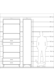 Arges Dolap 5 Raflı 4 Çekmeceli 88x30x243 - S33M254V8A