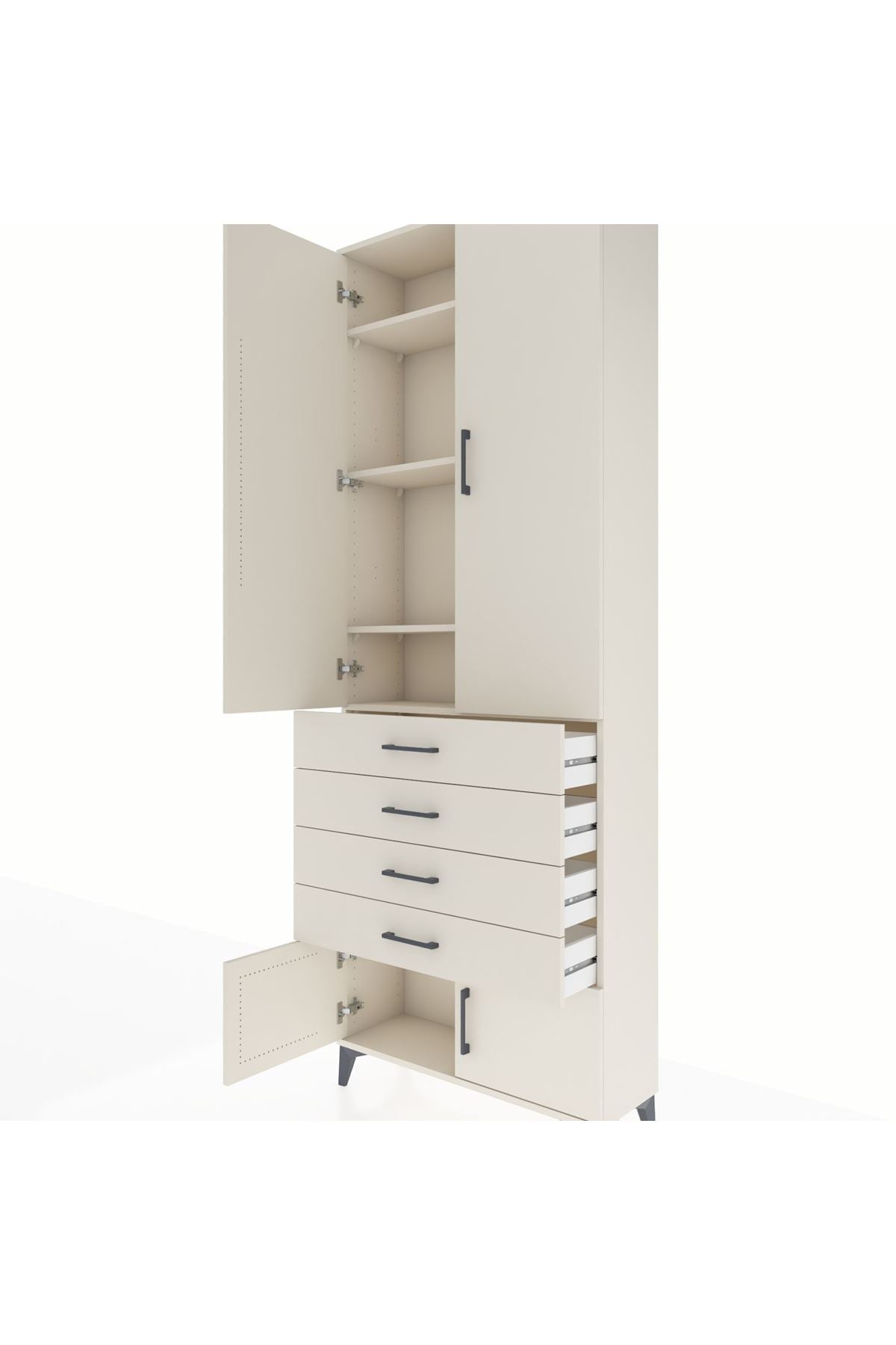 Arges Dolap 4 Raflı 4 Çekmeceli 4 Kapaklı 88x30x243 - S33M255V1A
