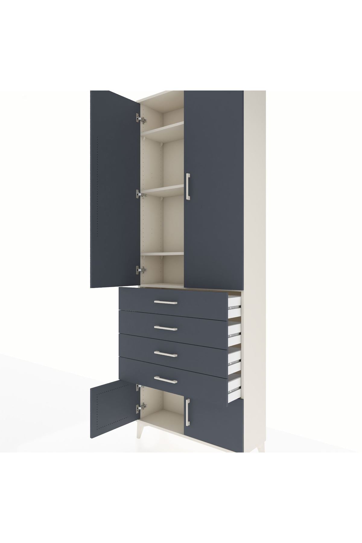 Arges Dolap 4 Raflı 4 Çekmeceli 4 Kapaklı 88x30x243 - S33M255V2A