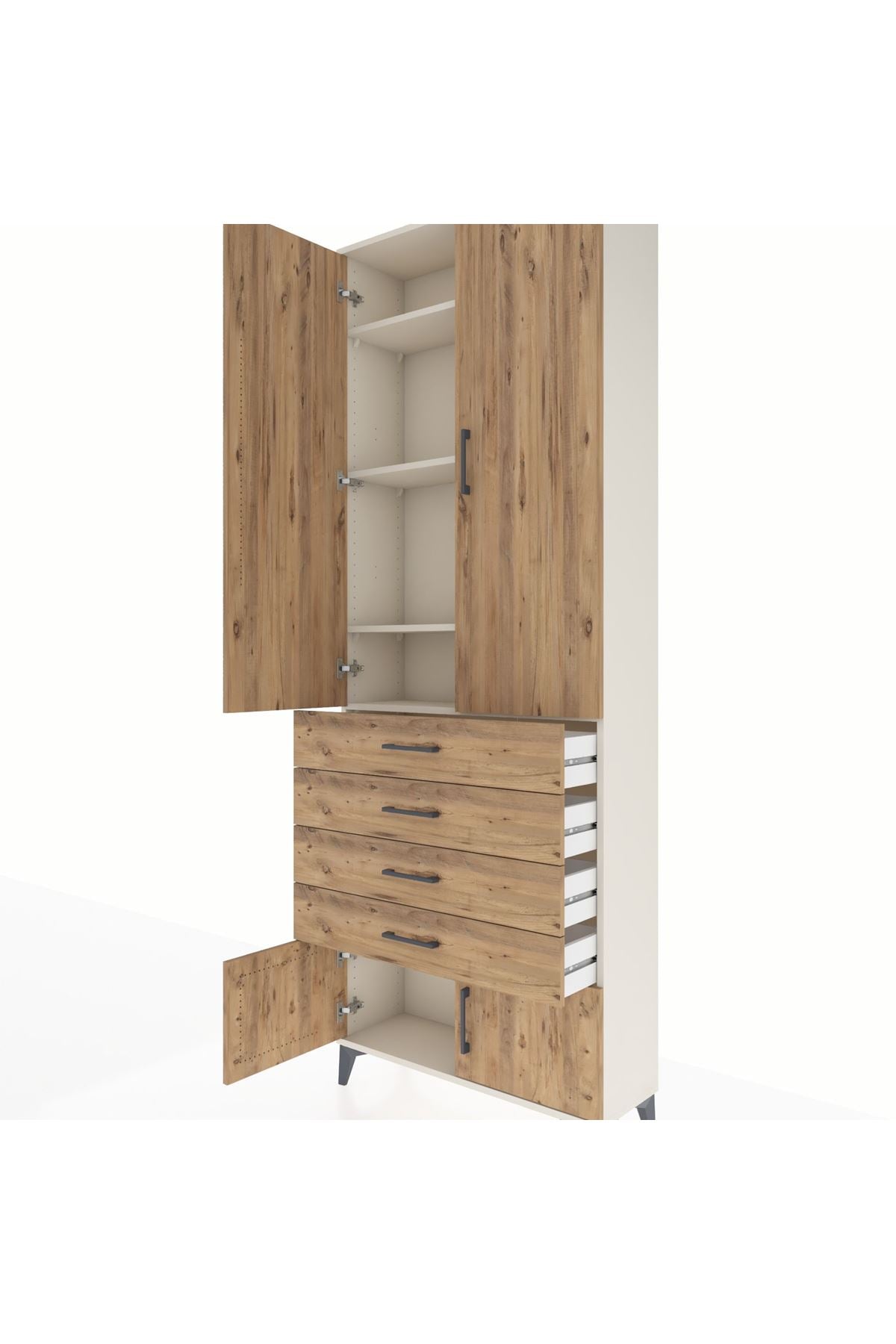 Arges Dolap 4 Raflı 4 Çekmeceli 4 Kapaklı 88x30x243 - S33M255V3A