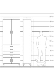 Arges Dolap 4 Raflı 4 Çekmeceli 4 Kapaklı 88x30x243 - S33M255V3A