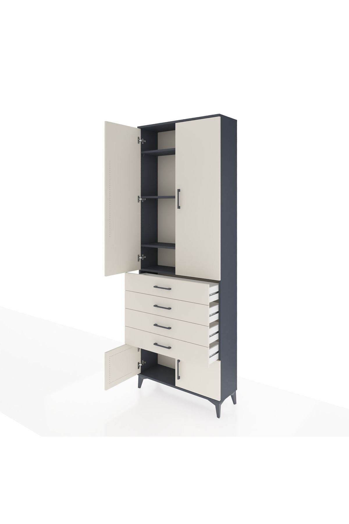 Arges Dolap 4 Raflı 4 Çekmeceli 4 Kapaklı 88x30x243 - S33M255V4A