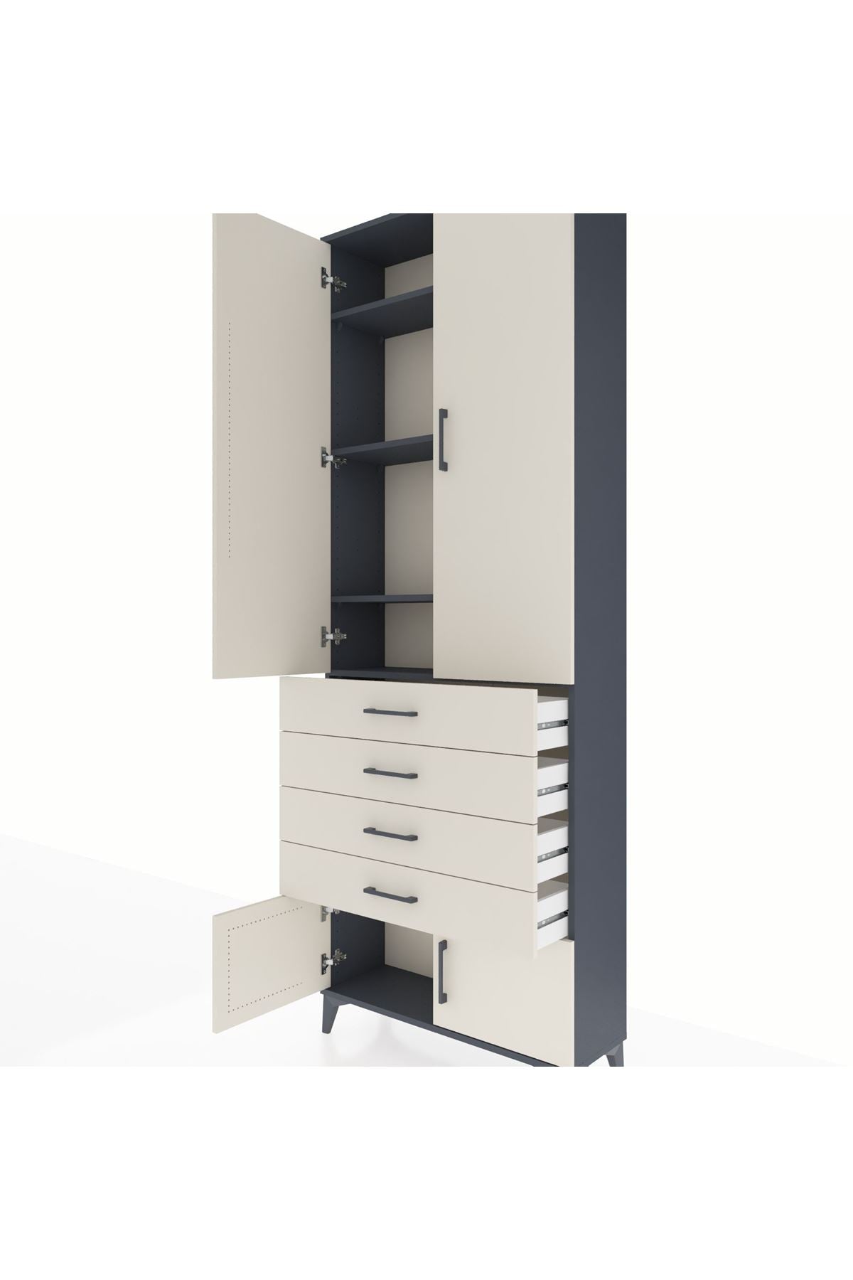 Arges Dolap 4 Raflı 4 Çekmeceli 4 Kapaklı 88x30x243 - S33M255V4A