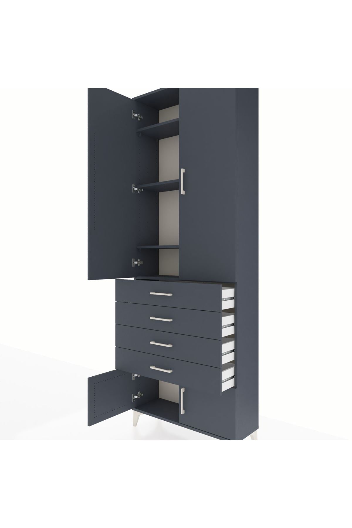 Arges Dolap 4 Raflı 4 Çekmeceli 4 Kapaklı 88x30x243 - S33M255V5A