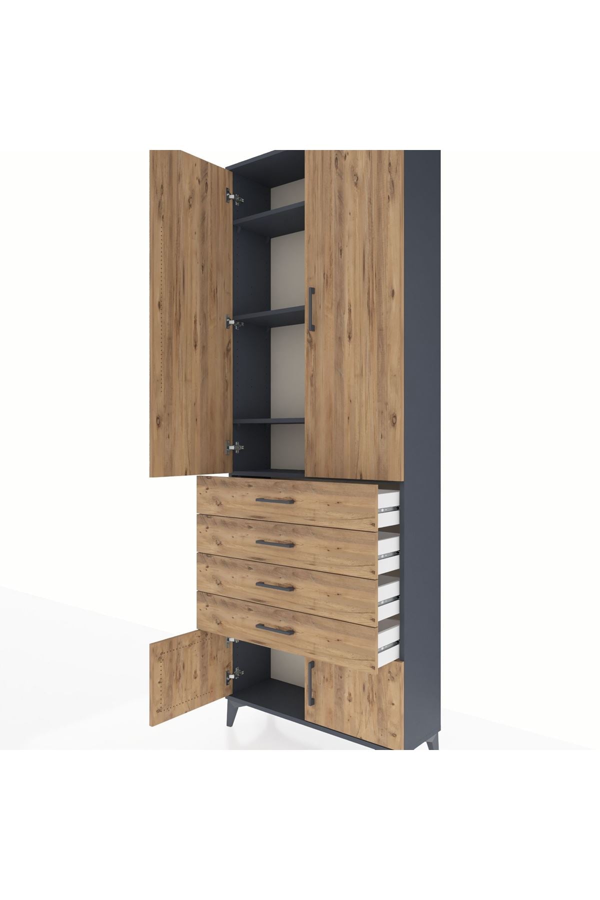 Arges Dolap 4 Raflı 4 Çekmeceli 4 Kapaklı 88x30x243 - S33M255V6A