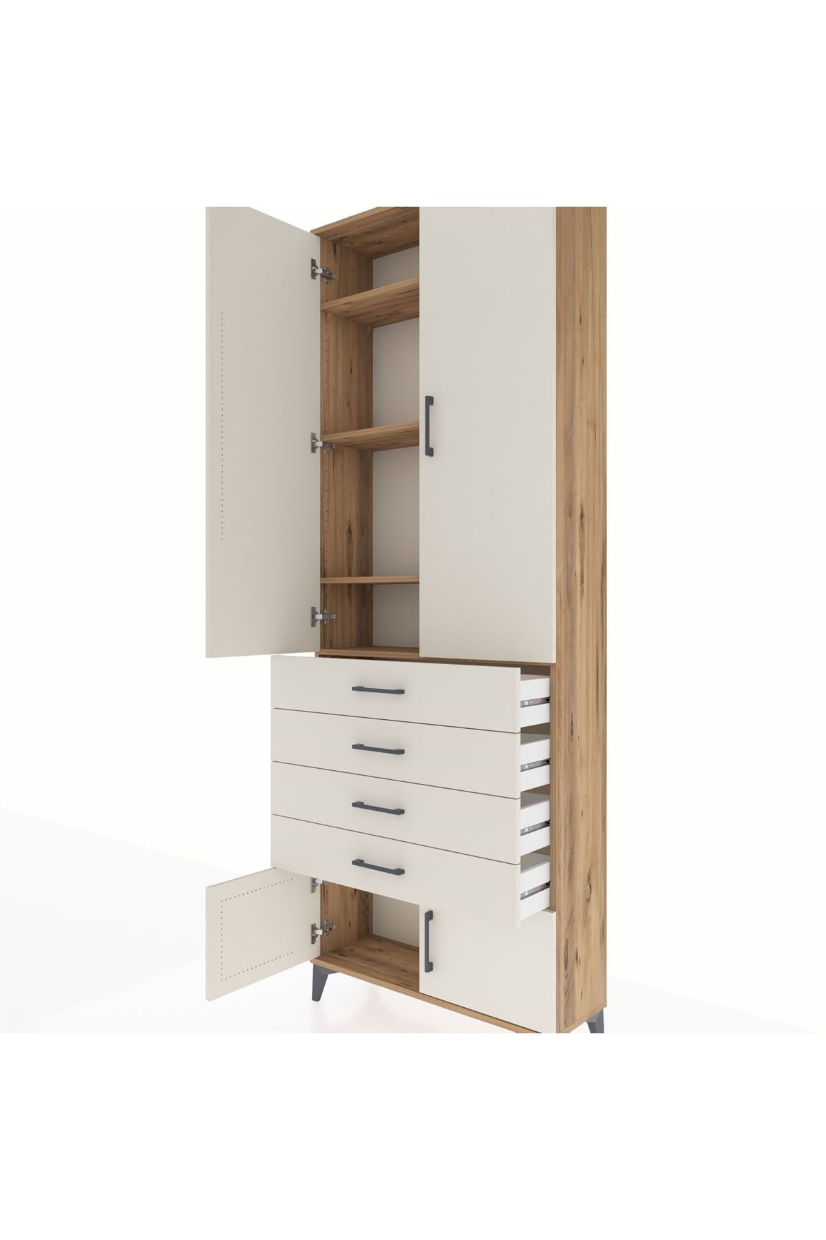 Arges Dolap 4 Raflı 4 Çekmeceli 4 Kapaklı 88x30x243 - S33M255V7A