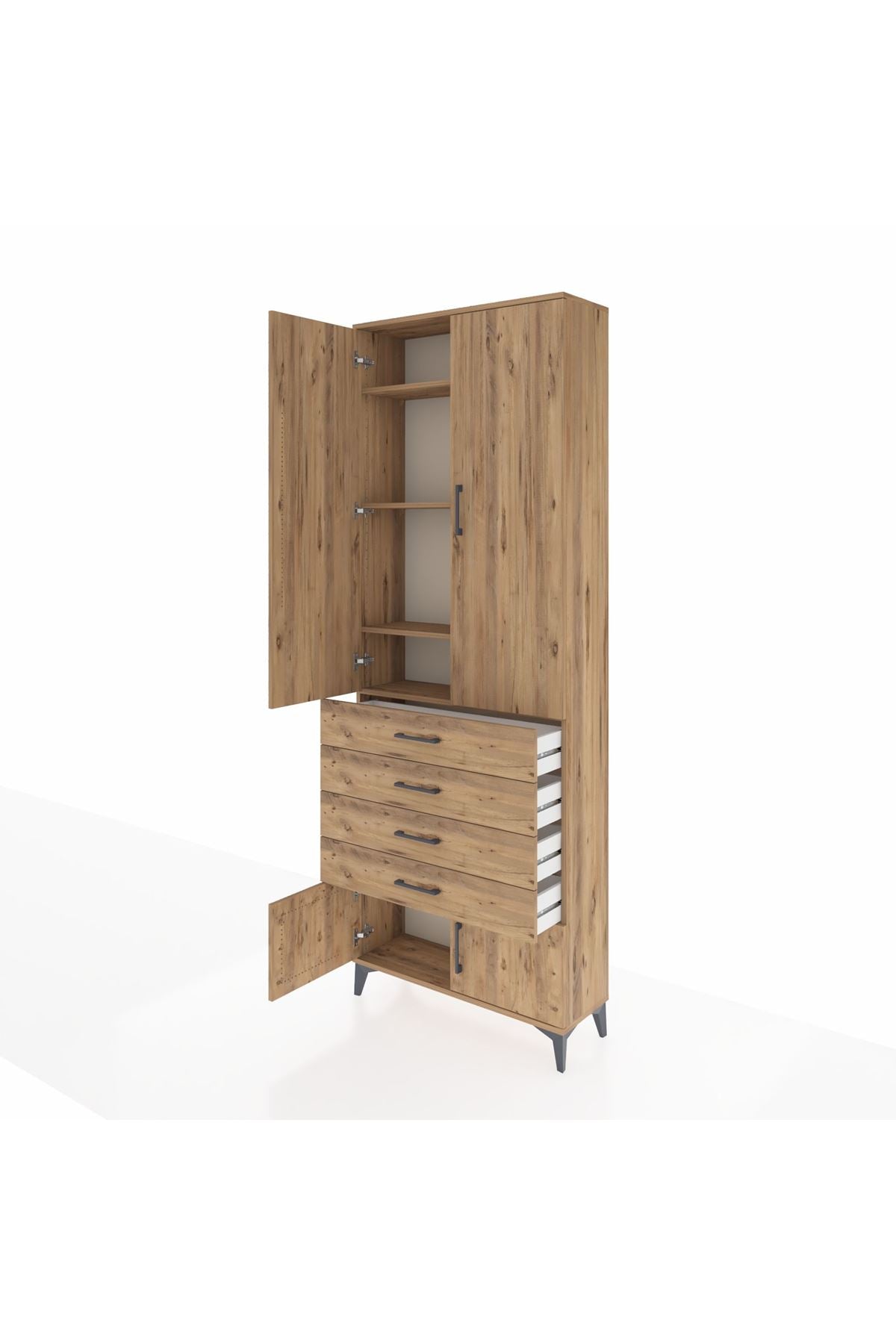 Arges Dolap 4 Raflı 4 Çekmeceli 4 Kapaklı 88x30x243 - S33M255V9A