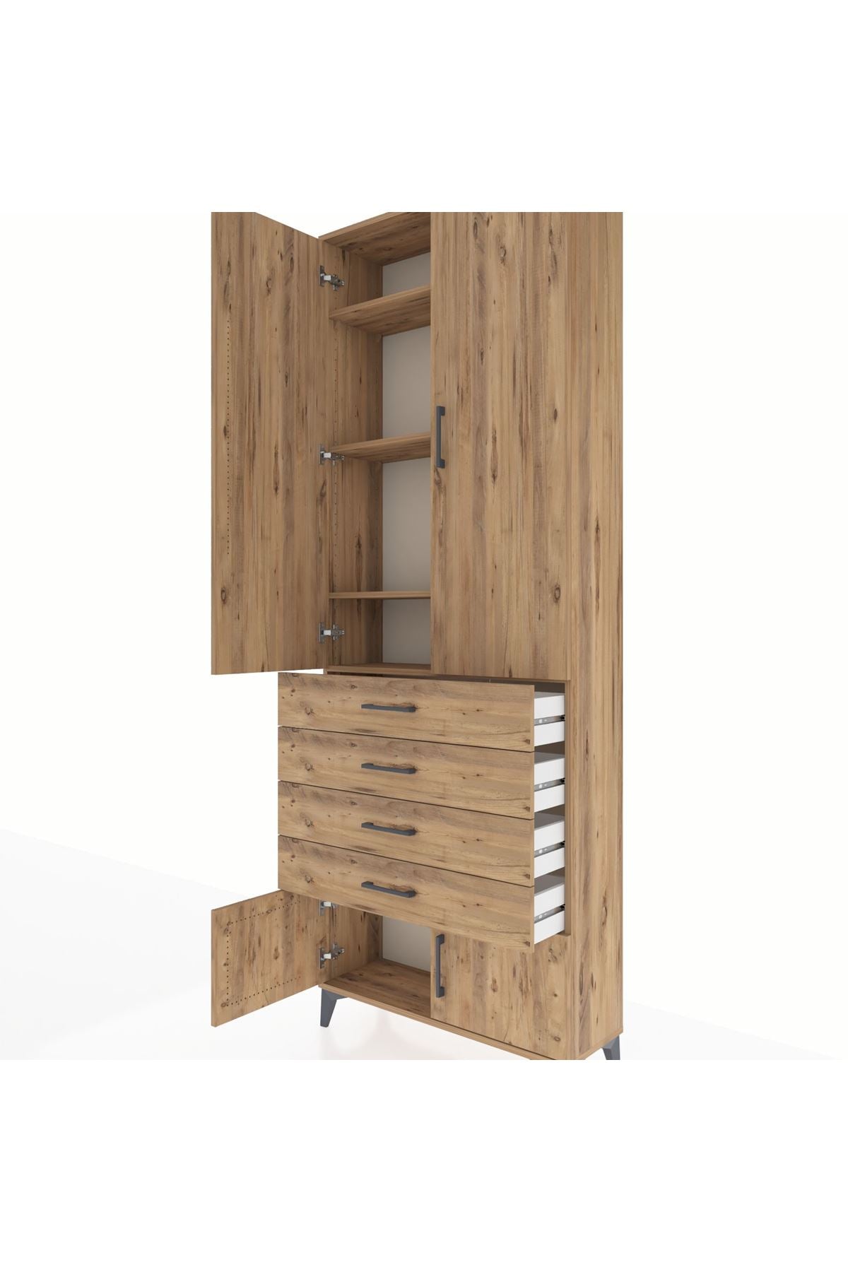 Arges Dolap 4 Raflı 4 Çekmeceli 4 Kapaklı 88x30x243 - S33M255V9A