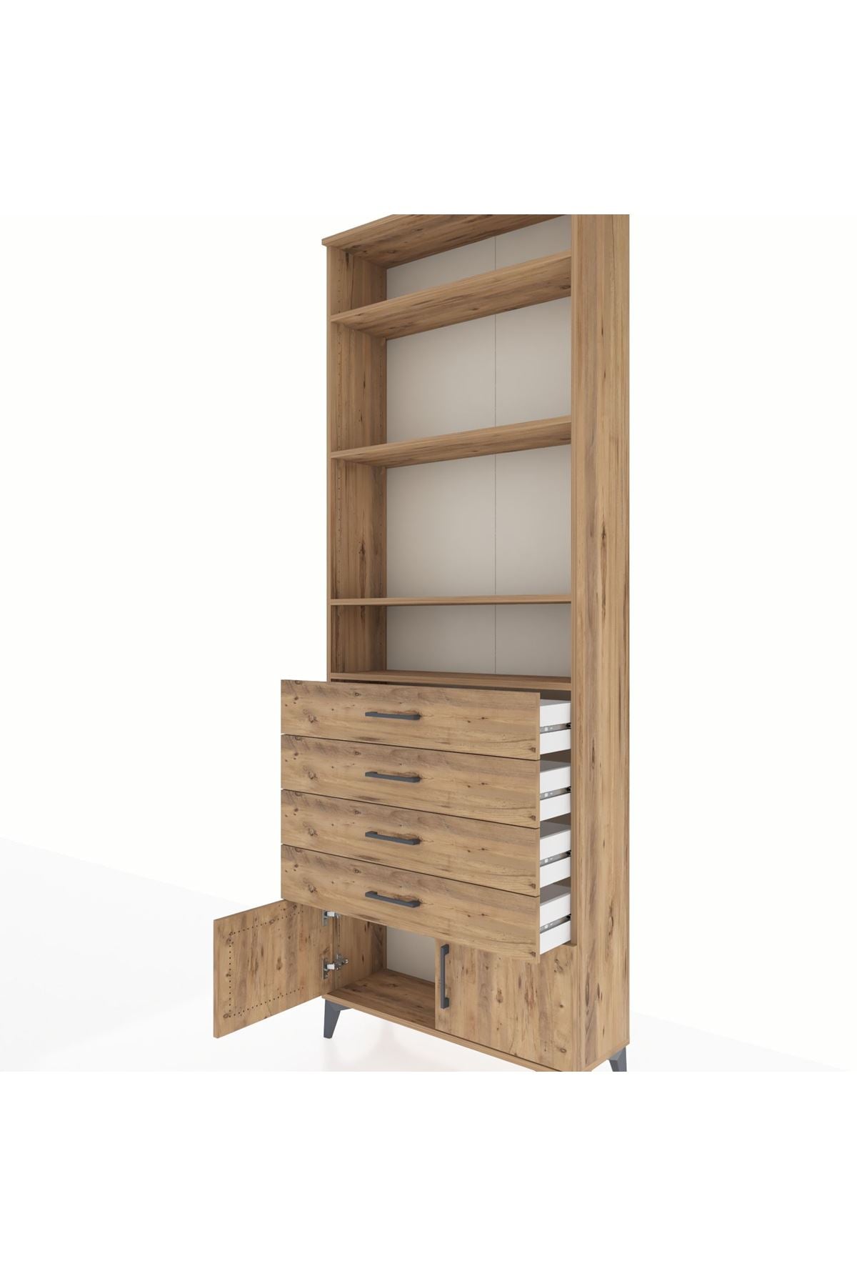 Arges Dolap 4 Raflı 4 Çekmeceli 2 Kapaklı 88x30x243 - S33M256V9A