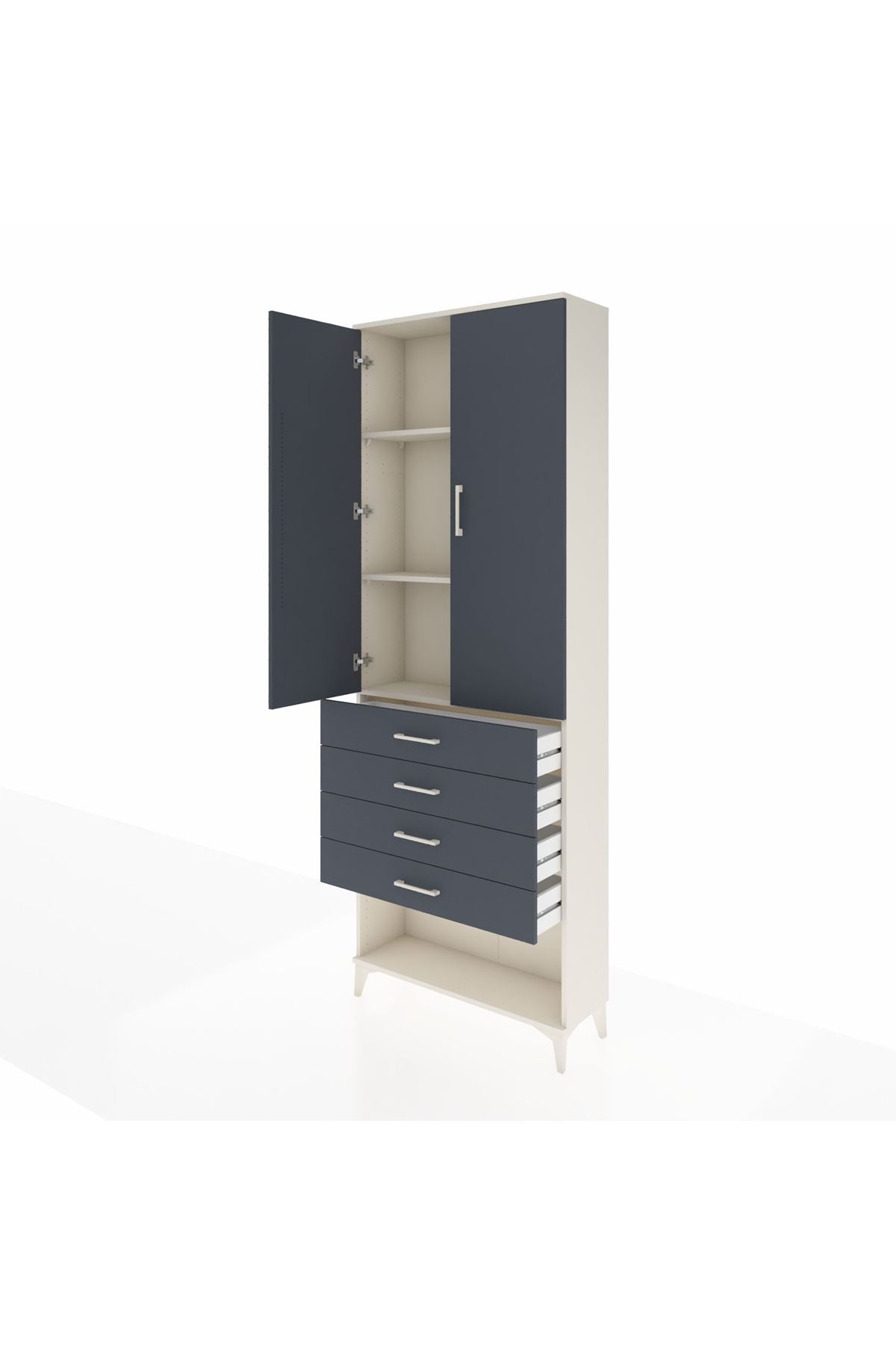 Arges Dolap 3 Raflı 4 Çekmeceli 2 Kapaklı 88x30x243 - S33M257V2A