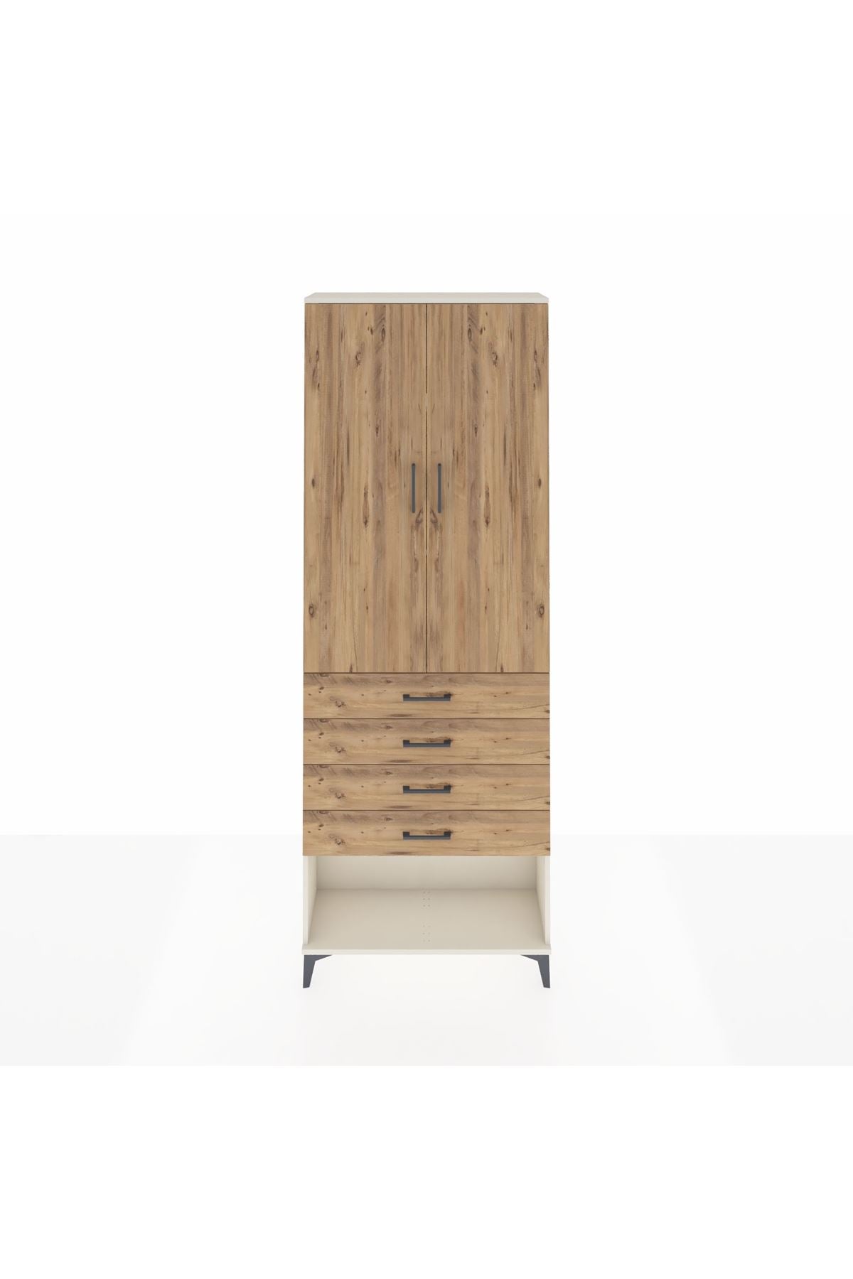 Arges Dolap 3 Raflı 4 Çekmeceli 2 Kapaklı 88x30x243 - S33M257V3A