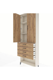 Arges Dolap 3 Raflı 4 Çekmeceli 2 Kapaklı 88x30x243 - S33M257V3A