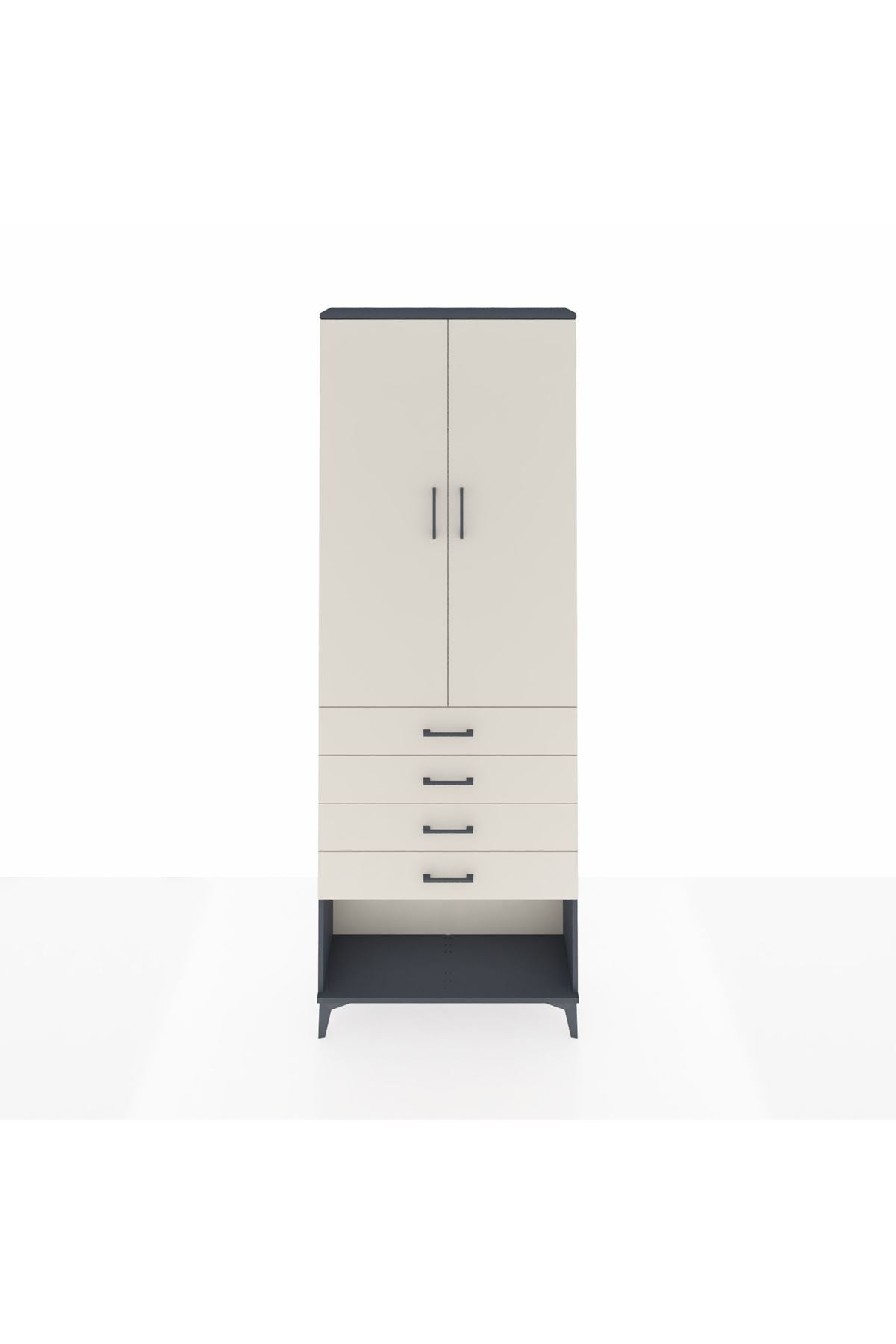 Arges Dolap 3 Raflı 4 Çekmeceli 2 Kapaklı 88x30x243 - S33M257V4A