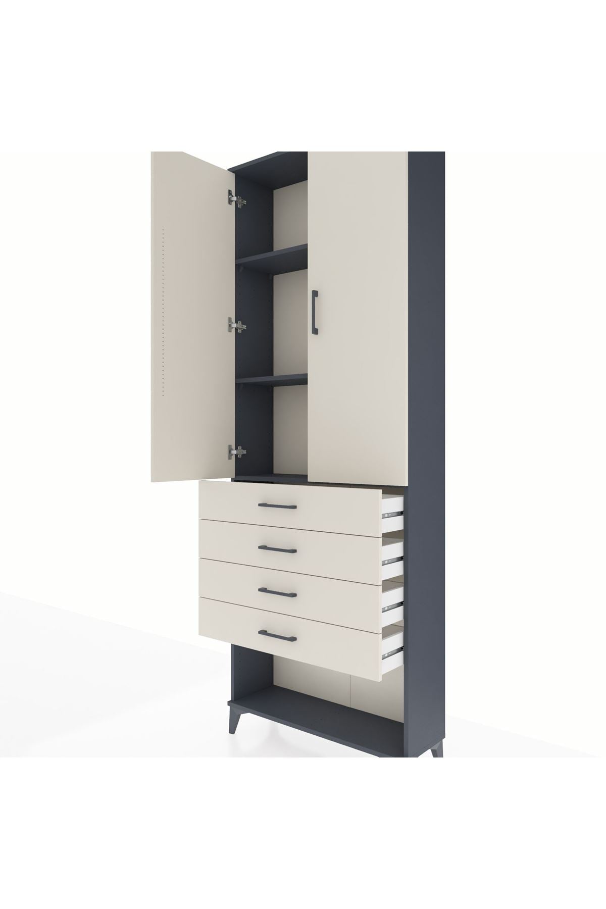 Arges Dolap 3 Raflı 4 Çekmeceli 2 Kapaklı 88x30x243 - S33M257V4A