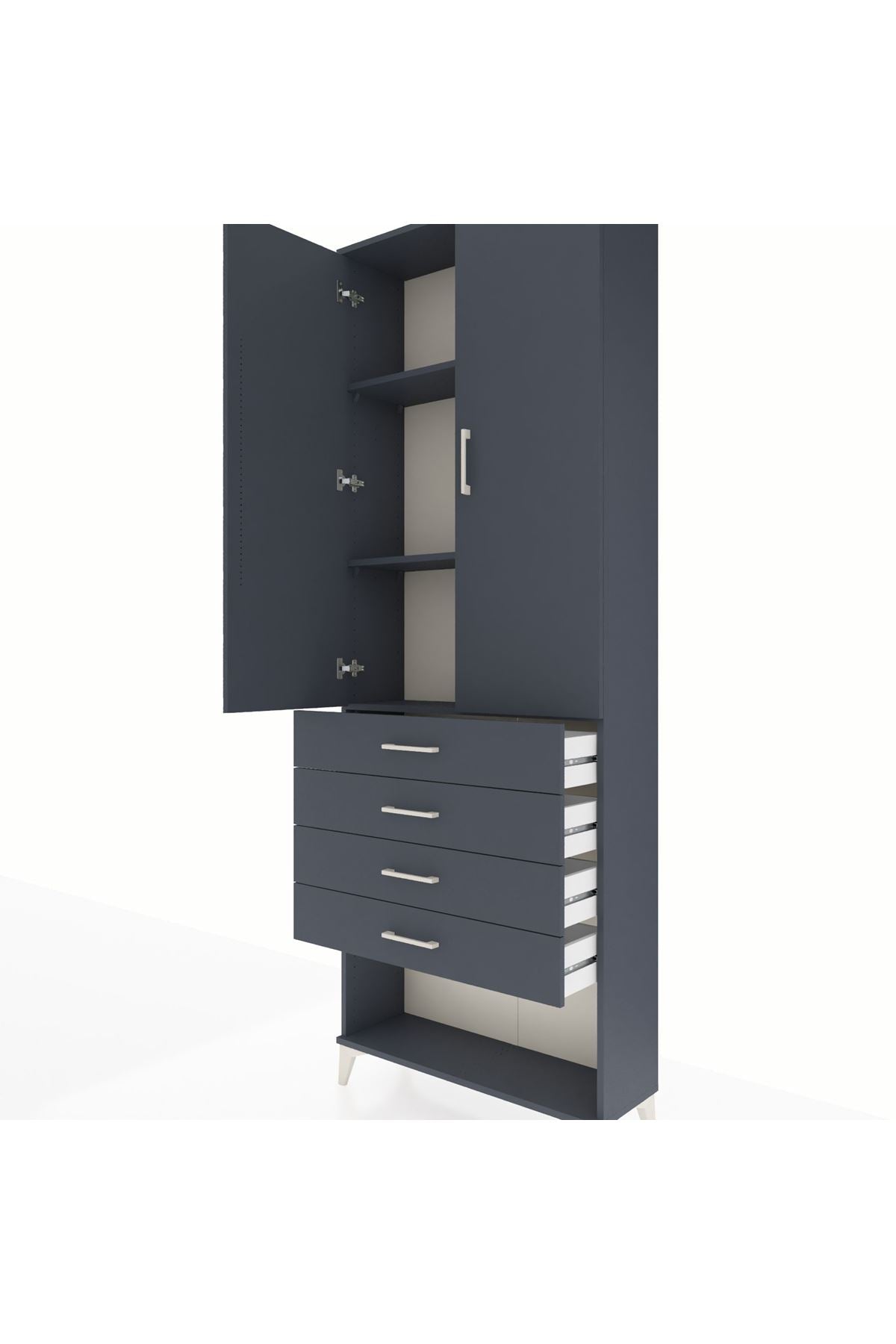 Arges Dolap 3 Raflı 4 Çekmeceli 2 Kapaklı 88x30x243 - S33M257V5A