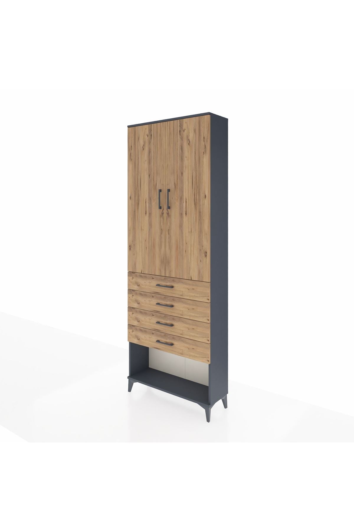Arges Dolap 3 Raflı 4 Çekmeceli 2 Kapaklı 88x30x243 - S33M257V6A