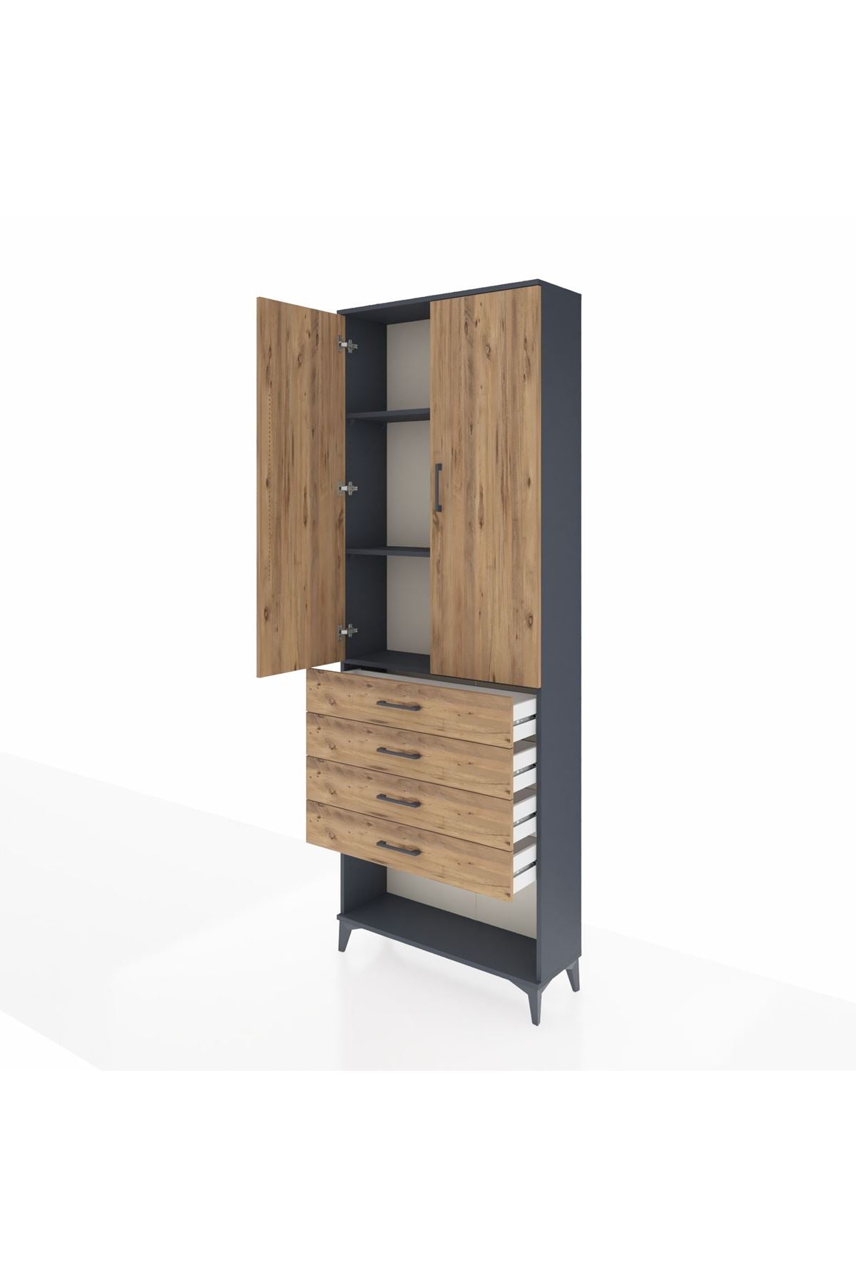 Arges Dolap 3 Raflı 4 Çekmeceli 2 Kapaklı 88x30x243 - S33M257V6A