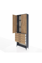 Arges Dolap 3 Raflı 4 Çekmeceli 2 Kapaklı 88x30x243 - S33M257V6A