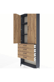 Arges Dolap 3 Raflı 4 Çekmeceli 2 Kapaklı 88x30x243 - S33M257V6A