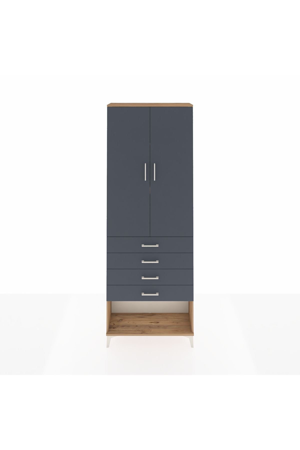 Arges Dolap 3 Raflı 4 Çekmeceli 2 Kapaklı 88x30x243 - S33M257V8A