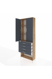 Arges Dolap 3 Raflı 4 Çekmeceli 2 Kapaklı 88x30x243 - S33M257V8A