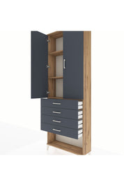 Arges Dolap 3 Raflı 4 Çekmeceli 2 Kapaklı 88x30x243 - S33M257V8A