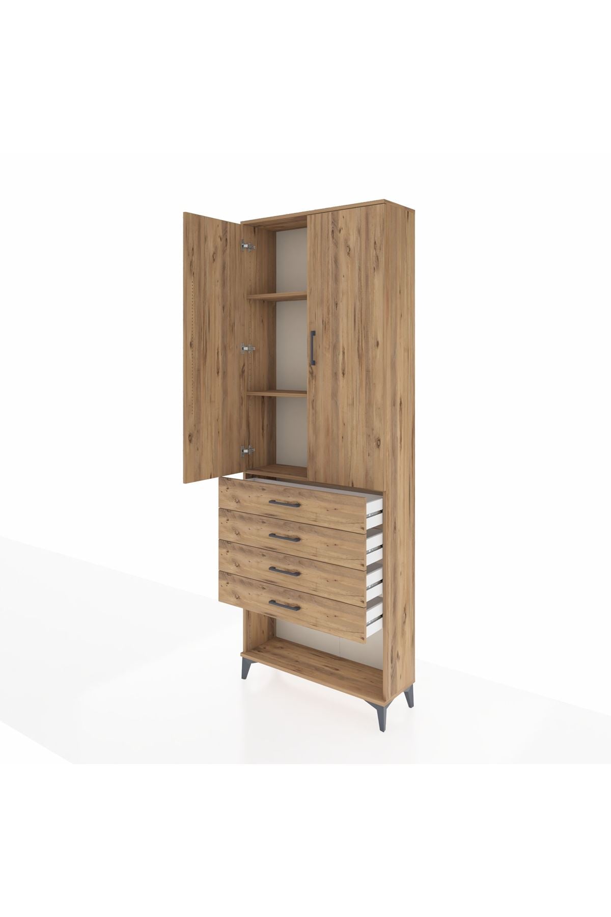 Arges Dolap 3 Raflı 4 Çekmeceli 2 Kapaklı 88x30x243 - S33M257V9A