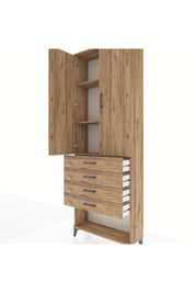 Arges Dolap 3 Raflı 4 Çekmeceli 2 Kapaklı 88x30x243 - S33M257V9A