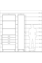 Arges Dolap 3 Raflı 4 Çekmeceli 88x30x243 - S33M258V3A