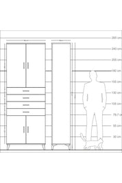 Arges Dolap 3 Raflı 4 Çekmeceli 4 Kapaklı 88x30x243 - S33M259V1A