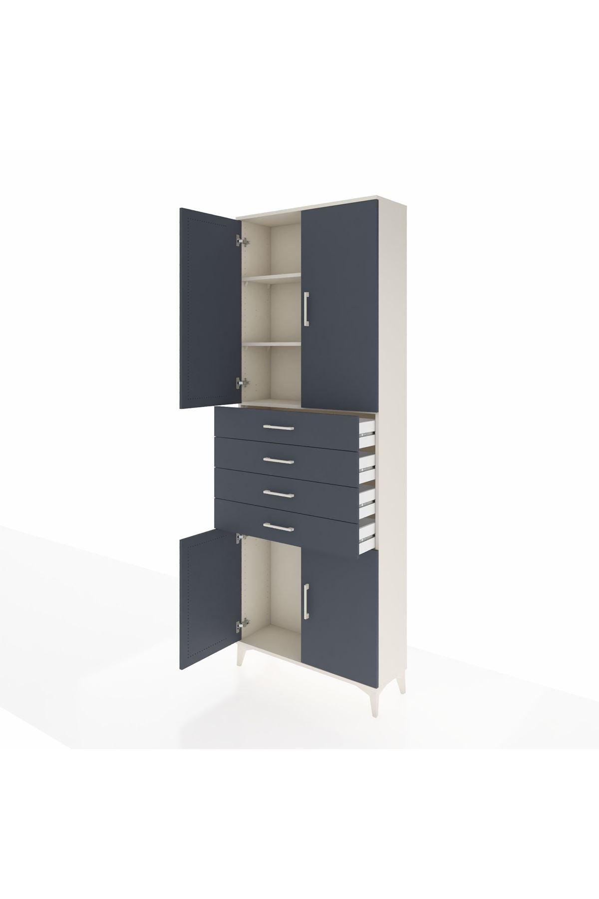 Arges Dolap 3 Raflı 4 Çekmeceli 4 Kapaklı 88x30x243 - S33M259V2A